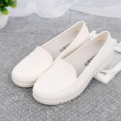☆ ホワイト×リボンなし ☆ 40(24.5cm) ☆ レインシューズ ローファー pmygrainboot04 レインシューズ ローファー レディース リボン スリッポン フラットシューズ 雨靴 カジュアルシューズ ローヒール 晴雨兼用 ぺたんこ 晴れ雨兼用