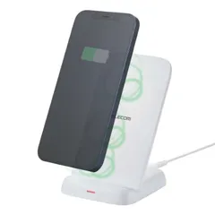 エレコム ワイヤレス充電器 Qi認証 充電スタンド 12W / 10W / 7.5W / 5W 高速充電 横置き/縦置き 【 iPhone Android AirPods 各種対応 】 ホワイト 【５営業日以内発送】 【佐川急便にて発送】