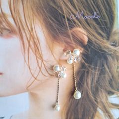 鈴丸 バブル パール ちゅるん バブルチェーン ゆらゆら ゴールド ピアス/イヤリング