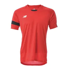 ニューバランス サッカー ゲームシャツ 半袖 メンズ Newbalance サッカーウェア 吸汗速乾 サッカーシャツ 定番 トップス 男性  フットボール フットサル 半袖シャツ スポーツウエア   赤/黒 レッドブラック /JMTF0488-RBK