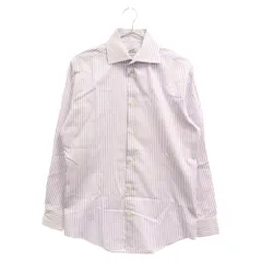 HERMES (エルメス) ストライプ柄コットン長袖シャツ ホワイト/パープルのサムネイル