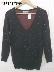 ◇ MILKFED ミルクフェド ハート柄 ウール ニット セーター 長袖 カーディガン サイズS ブラック ピンク レディース 【中古】 【1105180006473】