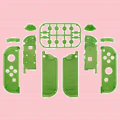 switchとswitch 有機elに対応用ハンドヘルドコントローラーハウジングケース、同じ色のフルセットボタン付き、ジョイコンに対応用DIY交換ケース（ジョイコン ジョイコンに対応用交換シェル、クリアジョイコン switch本体ではありません）【クリアグリー
