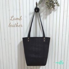 肩掛け☆ブラックレザー☆バケツ型トートバッグ