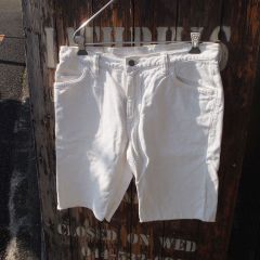 【Hollywood Ranch Market】 ハリウッドランチマーケット ハリラン ホワイトジーンズ カットオフ ショートパンツ ショーツ 白 34(L)