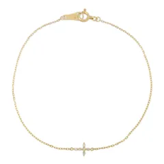 0.03ct/agete アガット クロスモチーフ・ダイヤモンド ブレスレット/K18YG/750-0.6g/イエローゴールド/プレゼント/記念日【♀】【N】【レディース】★■580043【中古】