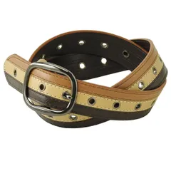 PUレザーベルト 《ブラウン系》 新品 未使用 カラー配色 フリーホール【G1F】 ファッション