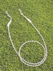 HAT4-014　ビーズ＊グラスコード(約65cm)　２ＷＡＹ　メガネチェーン　マスクストラップ　白　ホワイト　パール