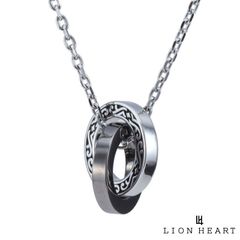 ライオンハート LH-1 ワイド タテガミ ダブルリング ネックレス サージカルステンレス316L シルバー×ライトブラック 金属アレルギー対応 メンズ ブランド