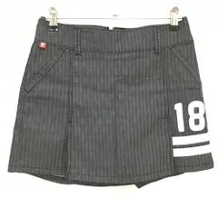 ★特価★【美品】フィラゴルフ キュロットスカート グレー×白 ストライプ×星織生地 ストレッチ レディース M ゴルフウェア FILA GOLF