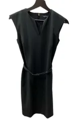 ラルフローレン RalphLauren ローレンラルフローレン ブラックレーベル ノースリーブワンピース 膝丈 Vネック ウエストマーク BLACK 黒 ワンピース 無地 ブラック SIZE00 104LT-119