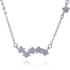 6連星CZダイヤモンドネックレス シルバー925 キュービックジルコニア レディース ペンダント プラチナ仕上 刻印有 プレゼント