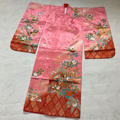 新品タグ付き】七五三 女の子 7歳 着物 四つ身 ピンク 毬 牡丹 桜 鈴蘭