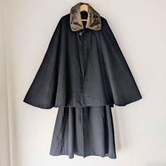 Japanese Vintage Tonbi style coat Black Wool Inverness coat Antique clothトンビコート インバネスコート メンズ 黒 ウール 外套 大正浪漫 古布 時代布 和洋折衷