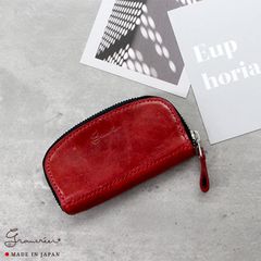 ★馬革（本革）【日本製】ラウンド型コンパクトコインケース／高品質 コインケース／キャッシュレスの時代だからこそ、ちょっとした小銭を持ち歩きたい！な気持ちにぴったりの小銭入れ。革の経年変化も楽しめます！（レッド）