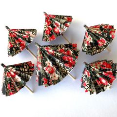 手漉友禅和紙で作った和傘　黒　6本セット