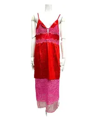 【中古】【美品】MAISON SPECIAL メゾンスペシャル ワンピース レースコンビキャミワンピース カラードレス ロング シアー 21232265202 フリーサイズ＿S19＿セルモアから出品＿s-0172-r19