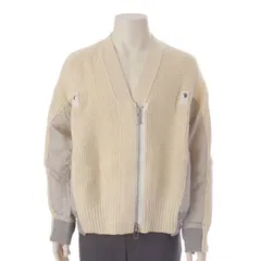 サカイ 19AW ニットカーディガン ドッキング ボンバージャケット 19-04579 アイボリー グレーのサムネイル