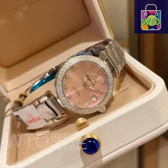 OMEGA Ladymatic マカロンカラー - 34mm ダイヤモンドインデックス/ステンレスフォールディングバックル新品未使用-WTO店名をご確認ください