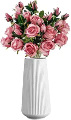 MedianField 花瓶 陶器 白 おしゃれ 北欧 風 一輪挿し アンティーク 雑貨 インテリア ガーデニング フラワーベース モダン シンプル 北欧雑貨 ホワイト 大( ホワイト 大)