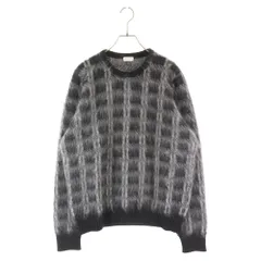 SAINT LAURENT PARIS (サンローランパリ) チェック柄 モヘアニット クルーネックセーター ブラック 437271のサムネイル