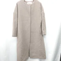 ■ ⊇ NATURAL BEAUTY BASIC ノーカラー 長袖 ロングコート サイズM グレー レディース E  【1410290007105】