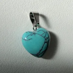 開運‼︎天然石ブルーターコイズ　ハート型ネックレストップ　パワーストーン　お守り 成功 繁栄 健康 勇気 積極性 希望