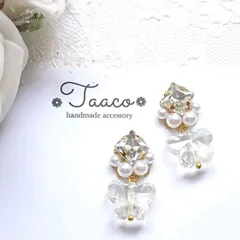 No.38 スクエアストーンx蝶々のハンドメイドピアス･イヤリング