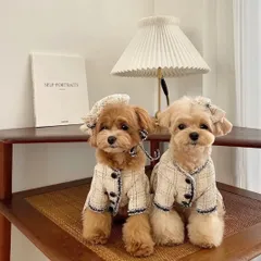 ( 即納 ) tweed dress (ﾍｱﾋﾟﾝset) / 犬服 ドッグウェア 韓国犬服 ツイードドレス ヘアピン付き