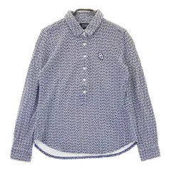 サイズ：0 PEARLY GATES パーリーゲイツ  長袖ポロシャツ ロゴ総柄 ネイビー系 [240101320377]# ゴルフウェア レディース ストスト