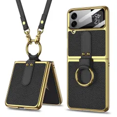 [新品]5G ケース Flip3 リング付き Samsung ギャラクシー Z Flip 3 Z 用 カバー 純正 折りたたみ レンズ保護 ワイヤレス充電 Galaxy 耐衝撃ケース 軽量 薄型 おしゃれ かわいい 男女兼用 ストラップ付き (Galのサムネイル