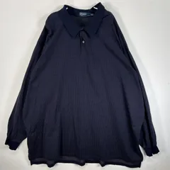 古着 90's/90年代 ポロバイラルフローレン Polo by Ralph Lauren 長袖 ポロシャツ 大きいサイズ 2ボタン PIMA COTTON 4XLT TALL  ネイビー チェック メンズ