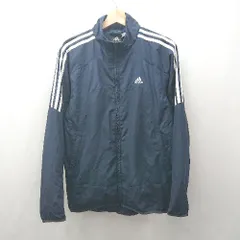 ◇ Θ adidas アディダス ロゴ入り 長袖 ジップジャケット サイズM ネイビー系 メンズ E  【1506300031168】