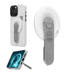 新品 Aulumu G05 4イン1 多機能磁気電話スタンド/グリップ/ホルダー 調節可能な携帯電話キックスタンド 360°回転 MagSafe電話ハンドホルダー対応 iPhone 16/15/14/13/12シリーズ用 (ホワイト)