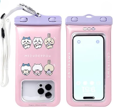 DIVAID ちいかわ ワイドサイズ 防水ケース ショルダーストラップ (水鉄砲)【 iPhone Android 各種スマートフォン対応 水に浮く フローティング 防水 防塵 IP68 ちいかわ ハチワレ うさぎ】