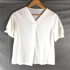 アースミュージック&エコロジー earth music&ecology Premium Label カットソー 半袖 Vネック 綿 白 Fサイズ 2025071000146