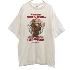 TULTEX タルテックス カナダ製 オールド メッセージ ヘラジカ プリント 半袖 Tシャツ XL グレー アニマル メンズ 古着