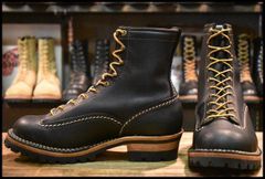 【9E 美品 13年】WESCO ウエスコ カスタムジョブマスターLTT 黒 ブラック ビブラム100シングル レースアップ 編み上げ ブーツ HOPESMORE【FF407】