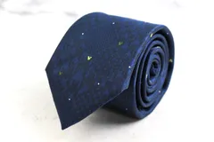 ディズニー ブランド ネクタイ ミッキー チェック柄 ドット 格子柄 PO メンズ ネイビー Disney 【中古】