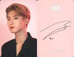 【中古】コレクションカード(男性) Stray Kids/HAN(ハン)/裏面ピンク・印刷サイン入り/「NACIFIC×Stray Kids」クリスマスBOX購入特典フォトカード