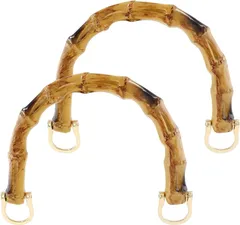 【在庫セール】U形 バッグ用 バンブー持ち手手芸 竹製 DIYバンブーハンドル 天然素材 ハンドメイド 持ち手 Dカン付き バンブーハンドル 2点セット サムコス 中くらい