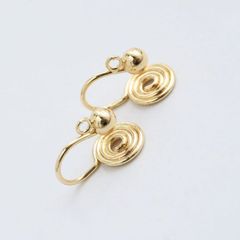 2ペア  真鍮製 金アレ対応 ノンホールピアス イヤリング 玉付き 蚊取り線香型イヤリング用金具 アクセサリーパーツ 手芸 ハンドメイド