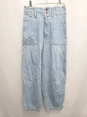 ◇ Θ merlot メルロー ハイウエスト デニム ワイド テーパード パンツ サイズF ライトブルー系 レディース E  【1507160009380】