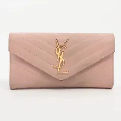 【YSL】イヴサンローラン 長財布 カサンドラマトラッセ ピンクベージュ カサンドラ SAINT LAURENT マトラッセ マルチフォールド
