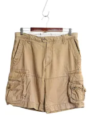 【お得なクーポン配布中!】 00s ポロ ラルフローレン カーゴ ショーツ メンズ 32 オールド ヴィンテージ 加工 ショートパンツ ヘリンボーン ミリタリー ノータック 茶