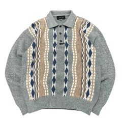 90s.coogi 3D polo knit【KN001】クージー　ニットポロ　ライトブルー　L