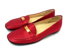 PRADA プラダ サテン ローファー パンプス 表記サイズ35 (約22.0cm) 靴 シューズ レディース レッド系 DI7382