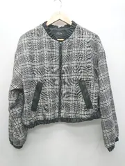 ◇ COMME CA ISM コムサイズム チェック ジップアップ 長袖 ジャケット ブルゾン サイズ11 ブラック ホワイト レディース P  【1402160010360】