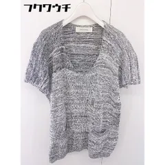 ◇ Jewel Changes UNITED ARROWS Vネック コットン ニット 半袖 セーター ホワイト ブラック レディース  【中古】 【1111110007298】