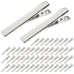 ヘアクリップ 約50個入り ヘアピン やっとこピン 髪留め 金具 パーツ シルバー 4.1cm NYANDELMO [シルバー] [4.1cm(ステンレス製)]